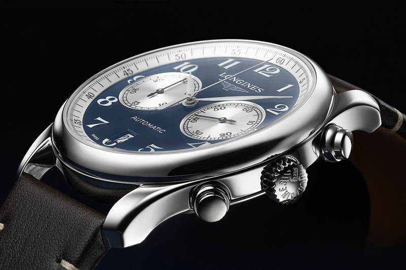 浪琴表大師系列計(jì)時(shí)碼表寶齊萊藍(lán)色版手表-復(fù)刻表