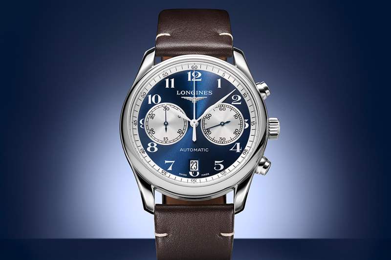 浪琴表大師系列計(jì)時(shí)碼表寶齊萊藍(lán)色版手表-復(fù)刻表