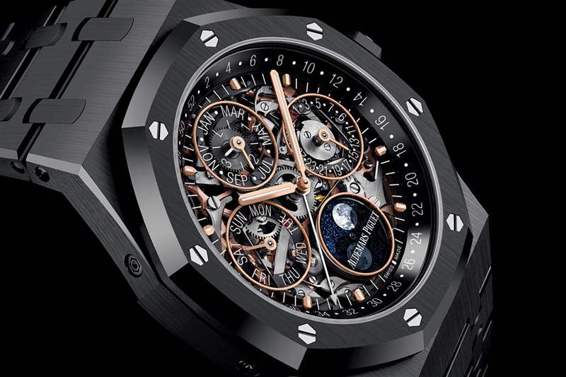 愛彼皇家橡樹萬年歷鏤空黑色陶瓷腕表-復(fù)刻表