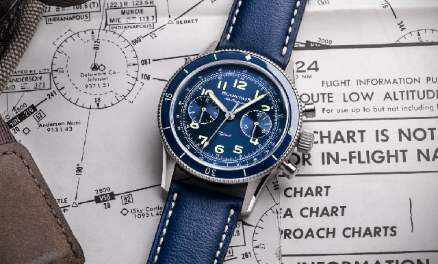 現(xiàn)代感十足！Blancpain Air Command Chronograph 藍(lán)面鈦金屬版-復(fù)刻表