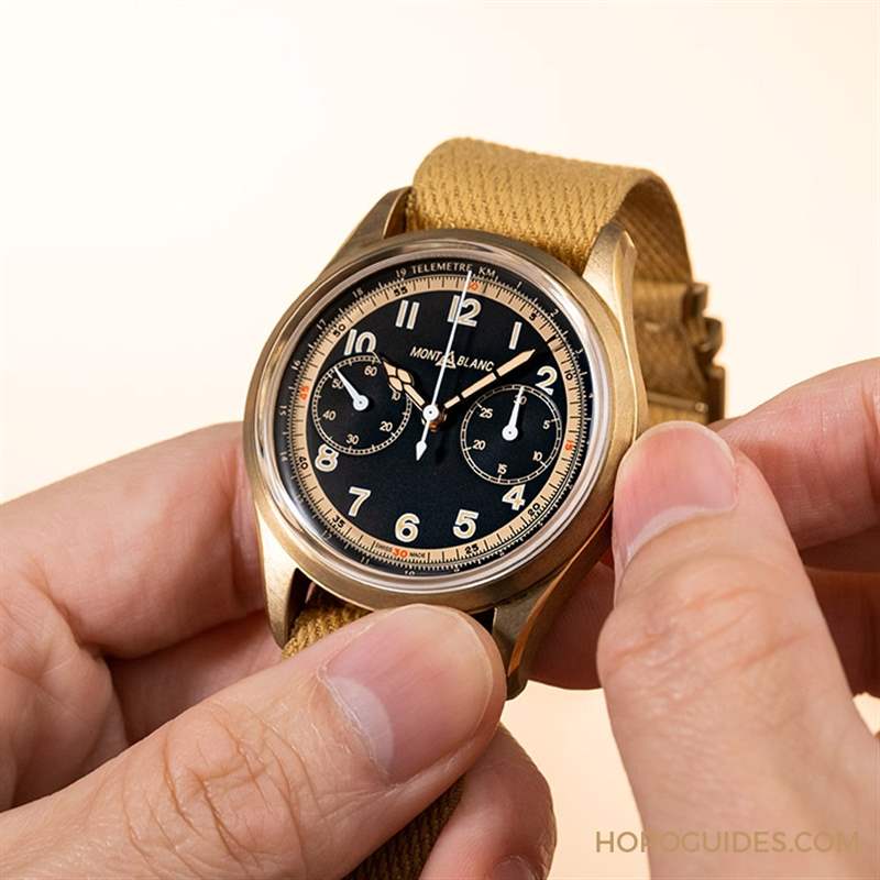 青銅加身，徹底復(fù)古｜MONTBLANC 1858單按把計時碼表-復(fù)刻表