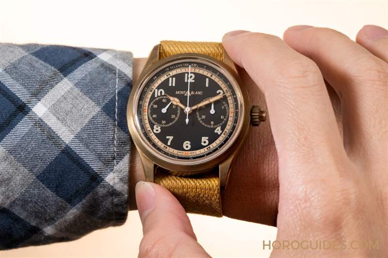 青銅加身，徹底復(fù)古｜MONTBLANC 1858單按把計時碼表-復(fù)刻表