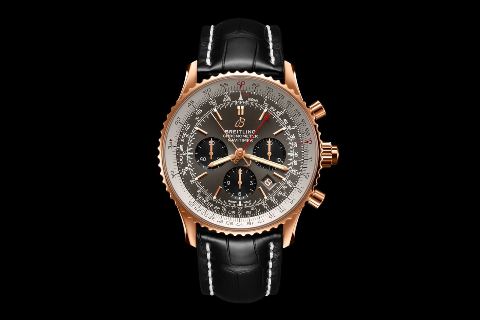 百年靈航空時(shí)計(jì)B03 Chronograph Rattrapante 45 紅金腕表-復(fù)刻表