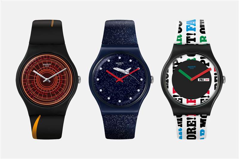 斯沃琪X007聯(lián)名七彩個(gè)性石英手表-復(fù)刻表