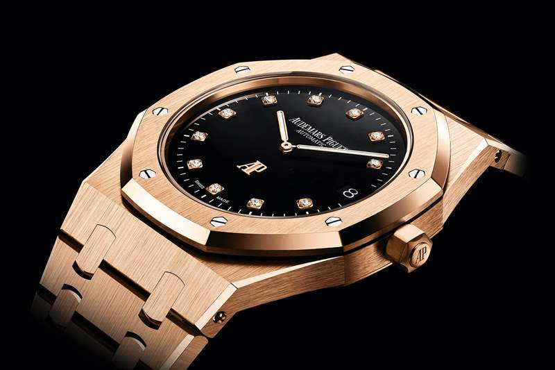 愛(ài)彼皇家橡樹(shù)“Jumbo”15206超薄鉆石時(shí)標(biāo)玫瑰金-復(fù)刻表