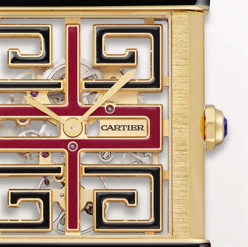 CARTIER Tank Chinoise復(fù)古手表回歸回紋錦面盤寓意福壽吉祥-復(fù)刻表