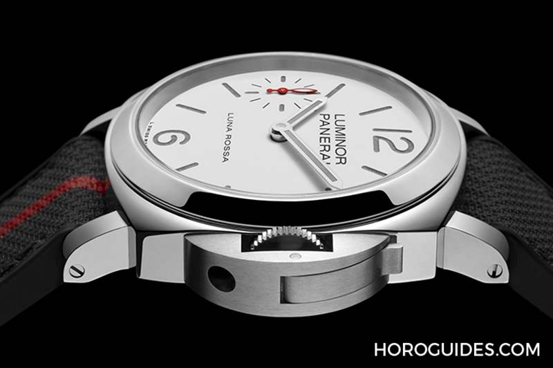 消光白表盤(pán)、紅色小秒針，純凈又搶眼｜Panerai Luminor Luna Rossa腕表PAM01342-復(fù)刻表