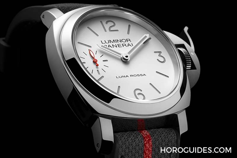 消光白表盤(pán)、紅色小秒針，純凈又搶眼｜Panerai Luminor Luna Rossa腕表PAM01342-復(fù)刻表