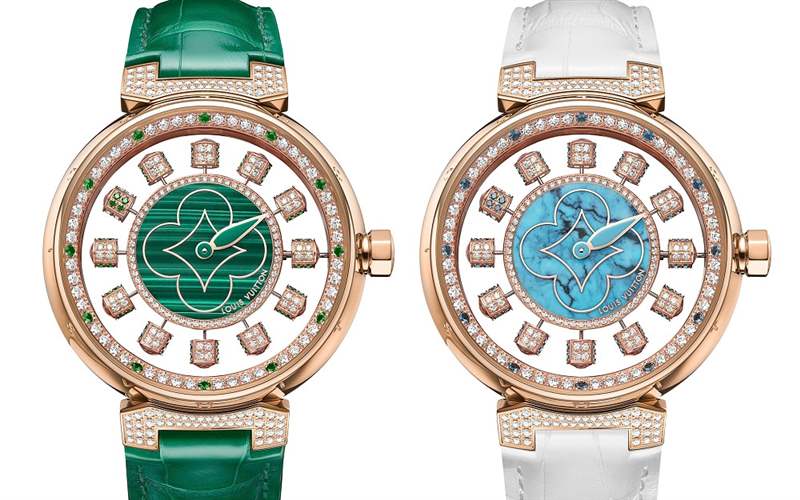 Louis Vuitton推出寶石表盤版Tambour Spin Time Air腕表：孔雀石，綠松石，寶石懸空表盤-復刻表