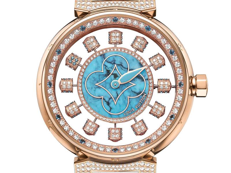 Louis Vuitton推出寶石表盤版Tambour Spin Time Air腕表：孔雀石，綠松石，寶石懸空表盤-復刻表