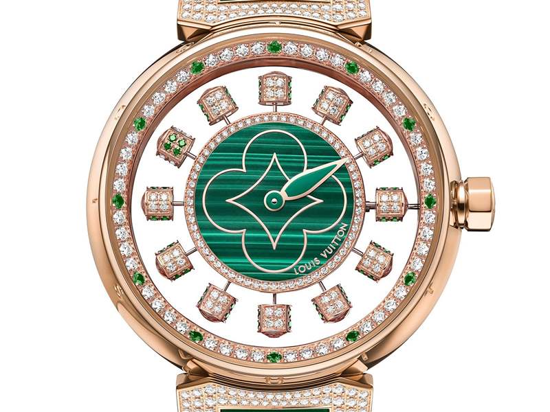Louis Vuitton推出寶石表盤版Tambour Spin Time Air腕表：孔雀石，綠松石，寶石懸空表盤-復刻表