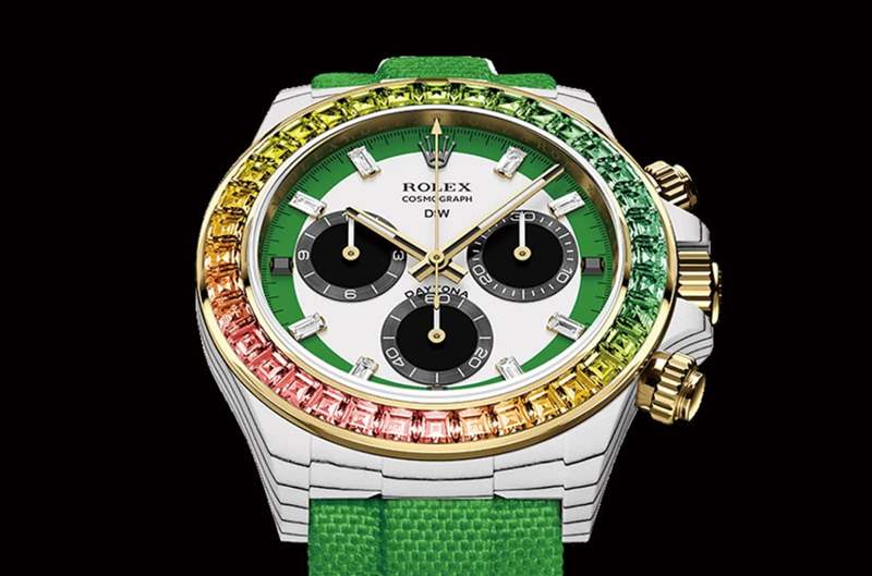 狂野綠色控的Daytona” 別出心裁寶石圈營(yíng)造另類奢華風(fēng)格-復(fù)刻表