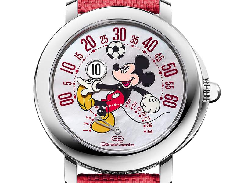 Gerald Genta推出Arena Bi-Retrograde Mickey Mouse數(shù)字跳時(shí)雙逆跳腕表:米老鼠踢足球 Gerald Genta推出Arena Bi-Retrograde Mickey Mouse數(shù)字跳時(shí)雙逆跳腕表:米老鼠踢足球-復(fù)刻表