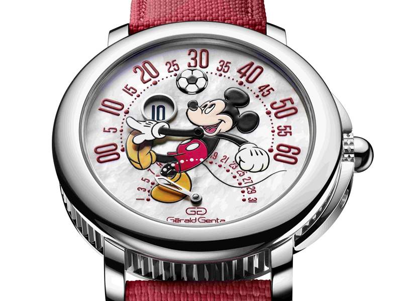 Gerald Genta推出Arena Bi-Retrograde Mickey Mouse數(shù)字跳時(shí)雙逆跳腕表:米老鼠踢足球 Gerald Genta推出Arena Bi-Retrograde Mickey Mouse數(shù)字跳時(shí)雙逆跳腕表:米老鼠踢足球-復(fù)刻表