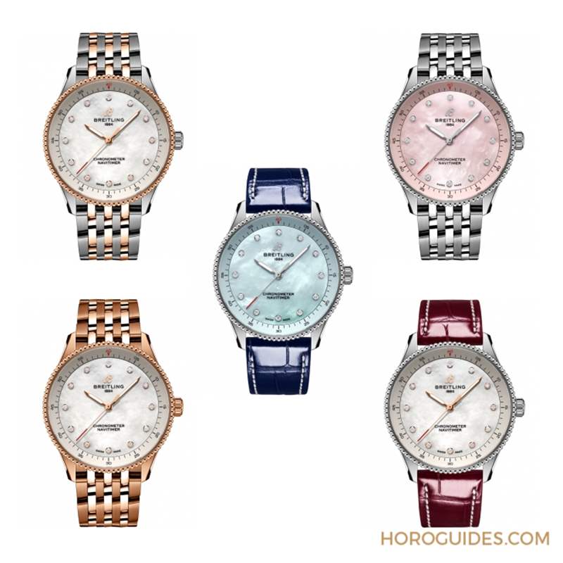 輕霧粉與淺藍色珍珠母貝面盤Navitimer也可以唯美-復(fù)刻表