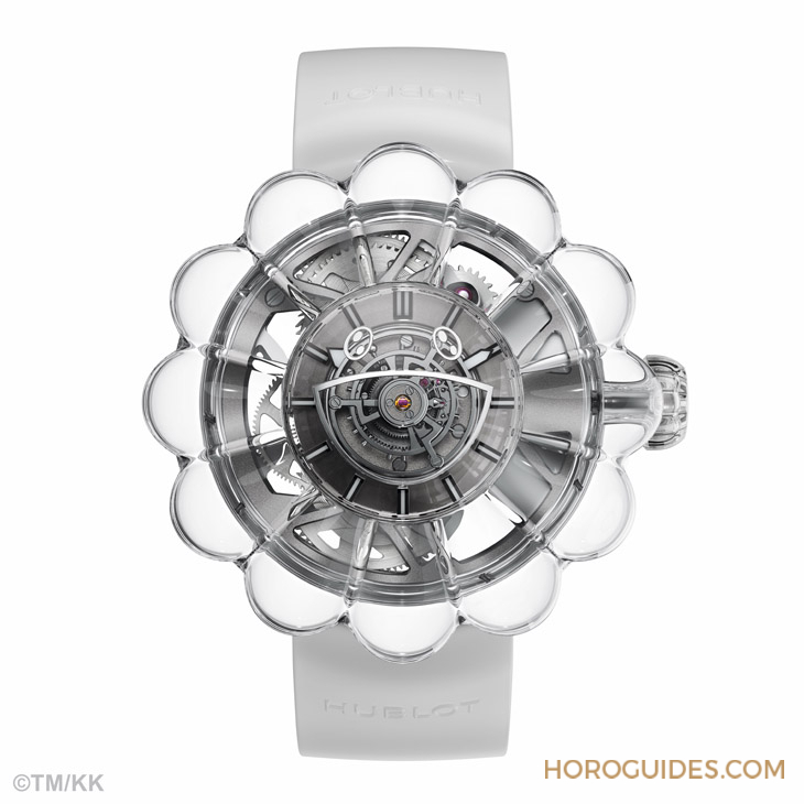 12辦花型透明藍(lán)寶石表殼！村上隆微笑小花仙氣爆棚了｜Hublot MP-15村上隆藍(lán)寶石陀飛輪腕表-復(fù)刻表