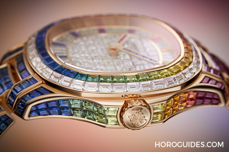 Ladies First！百達(dá)翡麗最新Aquanaut Luce「彩虹」三問(wèn)表與Nautilus織紋復(fù)合表帶-復(fù)刻表