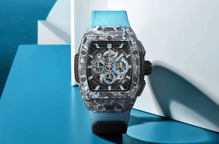 宇舶全新Spirit of Big Bang計(jì)時(shí)碼表：迷彩藍(lán)碳纖維夏日獻(xiàn)禮-復(fù)刻表
